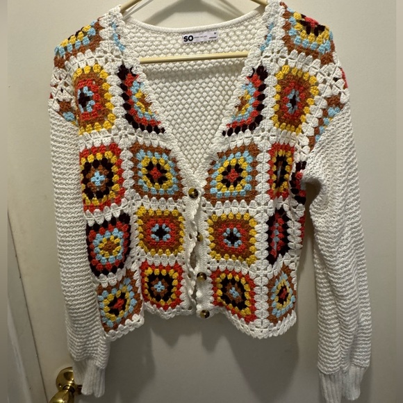 Cropped patchwork square cardigan - Picture 2 of 4